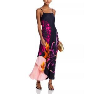 NWT FARM Rio Blurry Floral Black Midi Slip Dress Size S Lenzing EcoVero Viscose